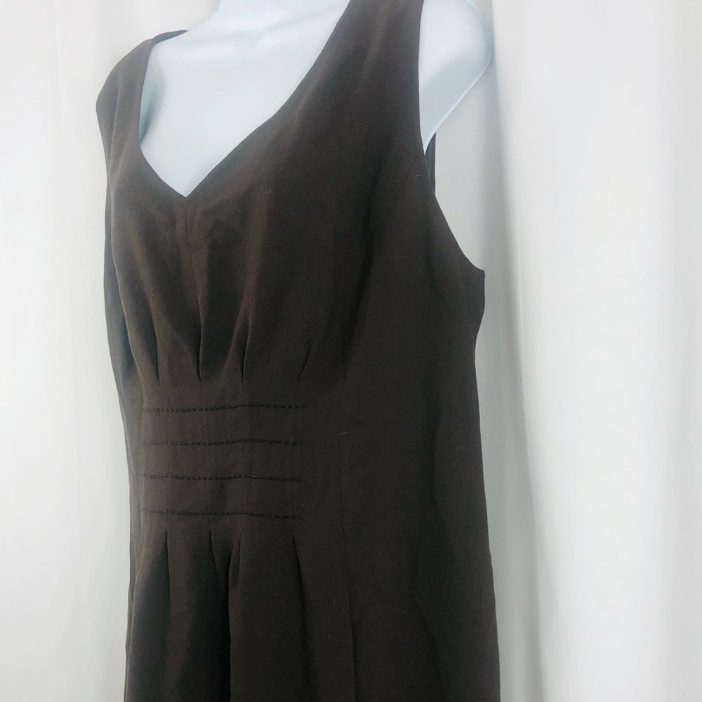 Ellen Tracy Wool fleece pleated front sleeveless dress pockets 16 - Picture 4 of 16